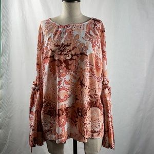 Lauren Conrad bell sleeve top with sleeve ties